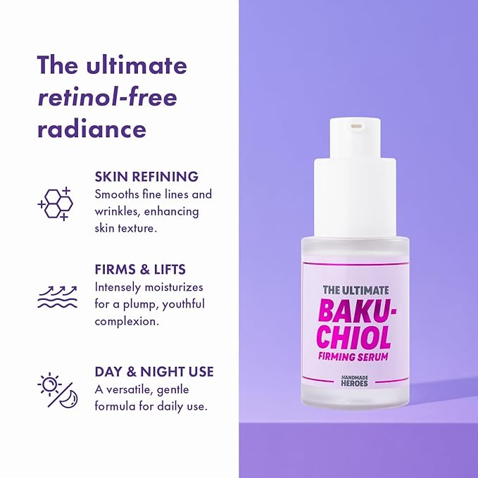 Handmade Heroes The Ultimate Bakuchiol Firming Face and Neck Lightweight Cream, Anti-Aging for Neck and Décolleté, Day & Night Face Cream - Moisturizing and Lifting