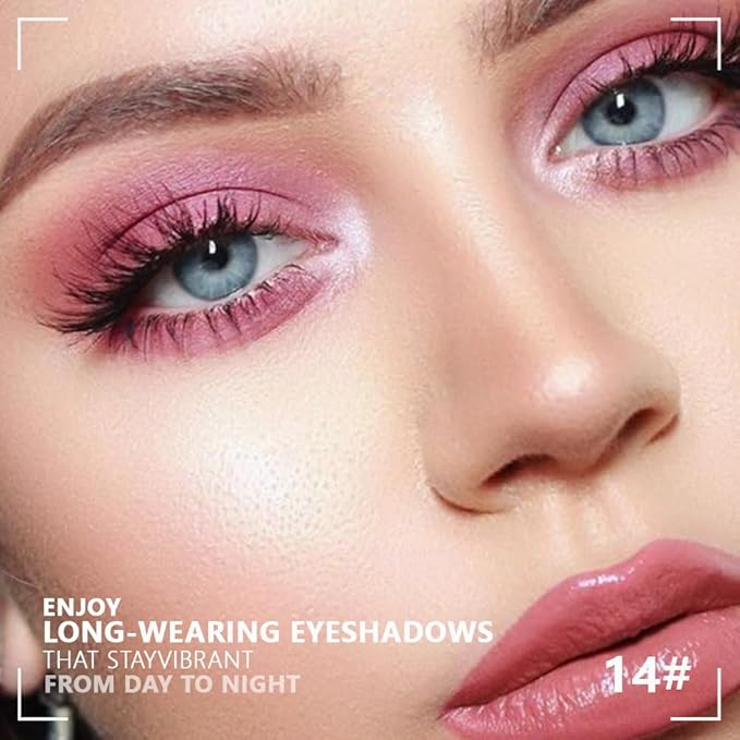 Kaely Powder Eyeshadow Quad, Pink Chocolate Matte Shimmer Eyeshadow Palette Makeup, Neutral Eye Shadow Palette for Older Women Pigmented Waterproof, sombras para ojos, Blendable, Cruelty-free, 14