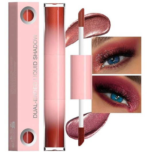 EVPCT Dual Color Shimmer to Glitter Liquid Eyeshadow - Easy Style Formula, Waterproof & Long Lasting Eye Shadow - 01# Brown Glitter - Maroon Shimmer