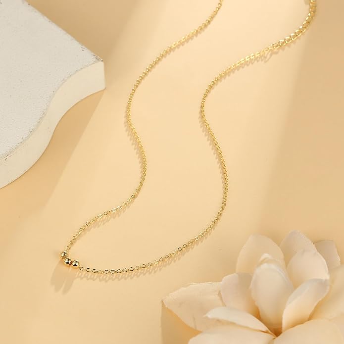 Dainty Gold Heart Necklace for Women - 14K Gold/Silver Plated Cute Heart Handmade Disc Circle Bee Choker Adjustable Necklace for Women Trendy Jewelry