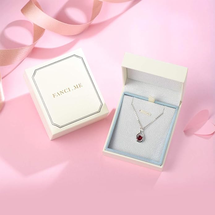 FANCIME Birthstone Necklaces for Women Fine Jewelry Sterling Silver Dainty Infinity Pendant Anniversary Birthday Christmas Gifts for Her Wife Mom Lady Daughter, Chain 16"+2" Extend