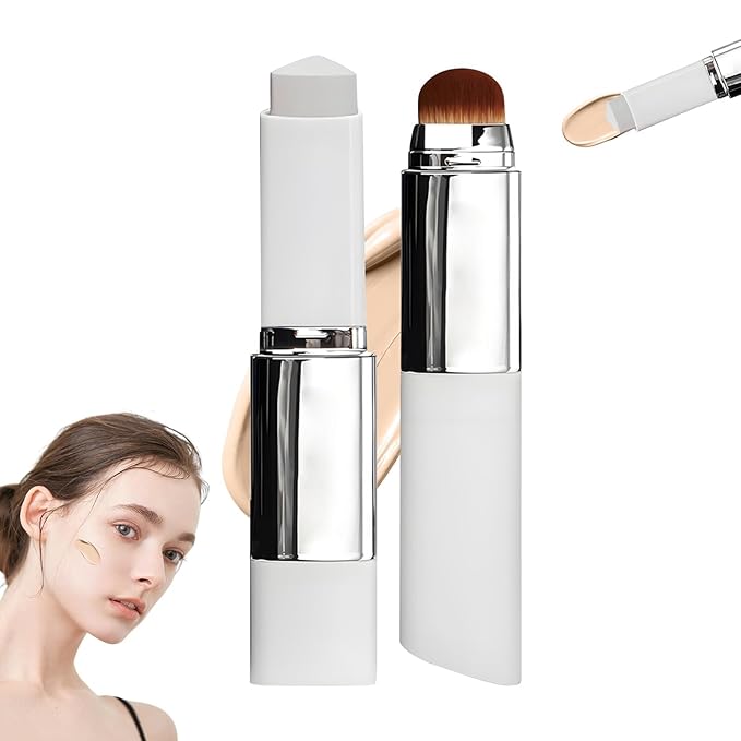 Blanc Cover Cream Stick, Color Changing Brightening Makeup Base, Hydrating Concealer, White Foundation for Flawless Look (Dark Skin)