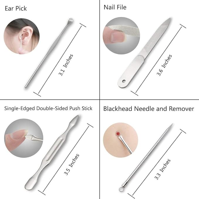 ZIZZON Professional Nail Care kit Manicure Grooming Set with Travel Case(Rose Gold)