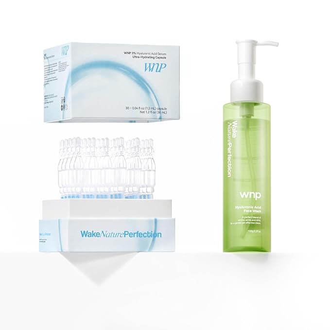 WNP Hyaluronic Acid Skincare Set: 150ml Gentle Foaming Cleanser and 36ml Ultra-Hydrating 3% Hyaluronic Acid Serum for Deep Moisturization