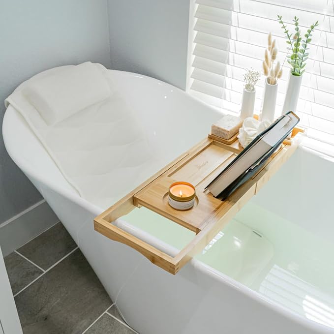 Bathtub Tray and Full Body Bath Pillow Set - Foldable Bath Tray for Tub and Full Body Bath Cushion for Ultimate Relaxation - Perfect Self Care Gift, Bath Accessories for Women, Spa Gifts for Women.