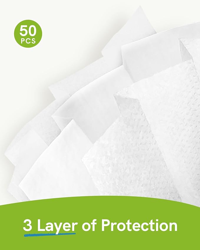 FriCARE Made in USA Disposable Face Masks, 3-Ply ASTM Level 3 Medical Grade, Breathable & Comfortable for Adult Daily Work/Sun Protection, 50 Pack Frosted Glacier