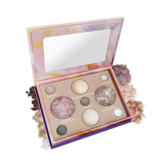 Baked Makeup Palette, Full Size 4-in-1 Face & Eye Compact with Bronzer, Blush, 2 Highlighters & 5 Eyeshadows, Highly Pigmented& Long-Wearing Formulas Travel-Friendly Beauty Essential