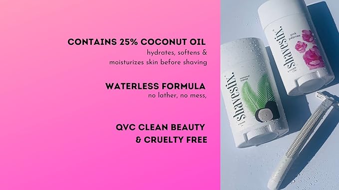 Shavestix Travel Size Shave Stick 2.75 Oz | Pink Peonies Scented Shaving Stick Gel Bar | Hair Removal Shaving Cream for Women | Avert Razor Bumps, Burn