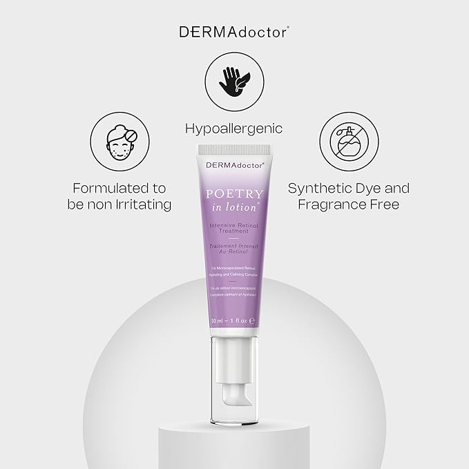 DERMAdoctor Retinol Anti Aging Wrinkle Cream for Dark Spots, Uneven Skin Tone, Discoloration, Anti Wrinkle, Hydrating, Non Irritating, Aging Cream for Face - Dermatologist Formulated Retinoids - 1 Oz