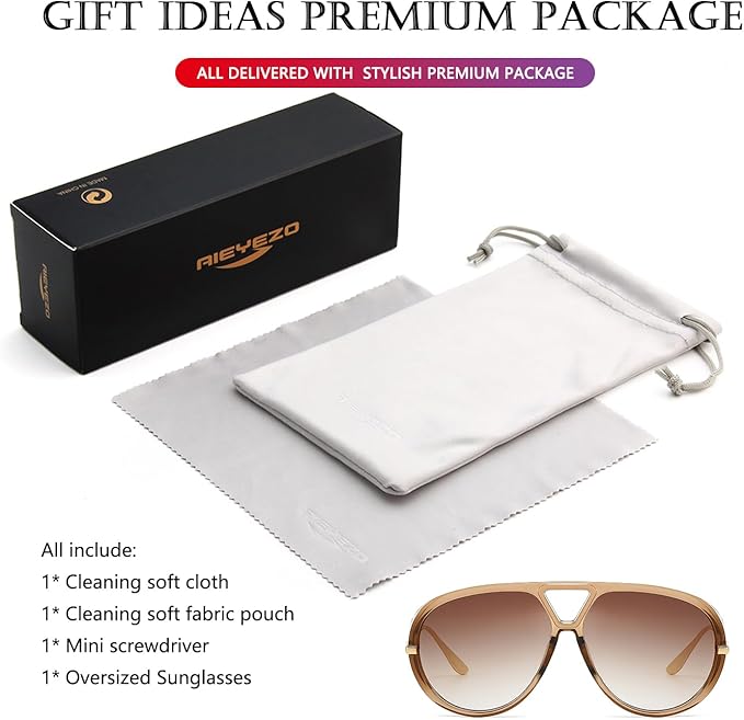 AIEYEZO Oversized Aviator Sunglasses Women Men Fashion Retro Big Frame Sun Glasses Designer Ladies Shades