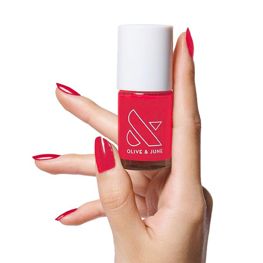 Olive & June Long Lasting Nail Polish | Plump, Gel-Like Finish No Lamp Needed Lasts up to 10 days | Salon-Quality Color at Home | 15-Free, Vegan & Cruelty-Free Chip-Resistant | Hibiscus, Tropical Pink