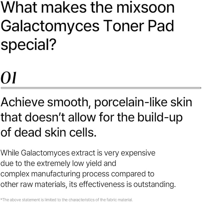 mixsoon Galactomyces Toner Pad,Fermented Nutrition, Galactomyces, Dual-Textured Pad 210ml / 7.10 Fl.Oz (60 heets)