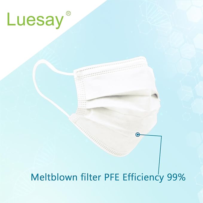 50PCS Disposable Masks Individually Packed 3-Layer Protection Suitable for Adults Elderly and Children.