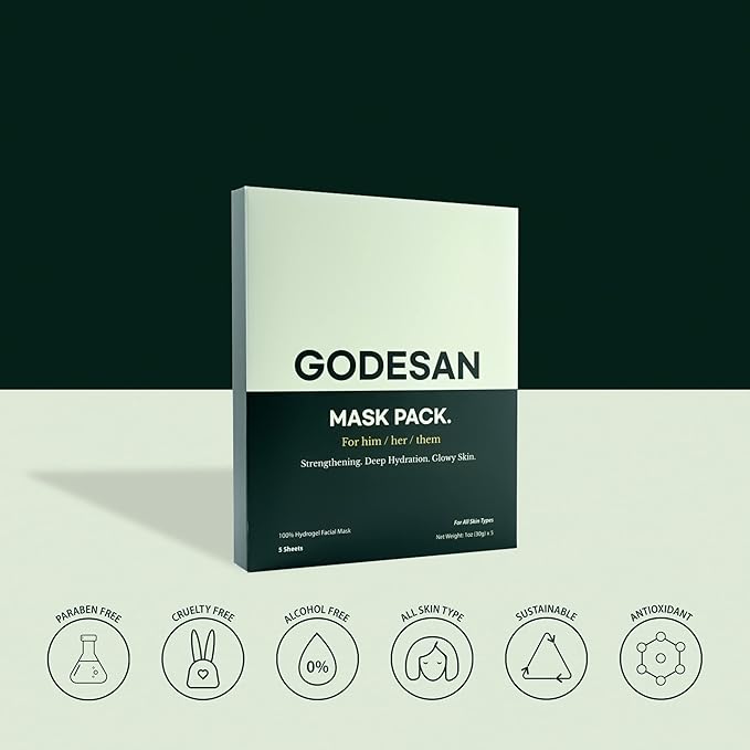 Hydrogel Face Mask Pack 5pcs - Rich Collagen, Deep Moisture, Ginseng, Tea Tree, Hyaluronic, Overnight Mask, All skin type