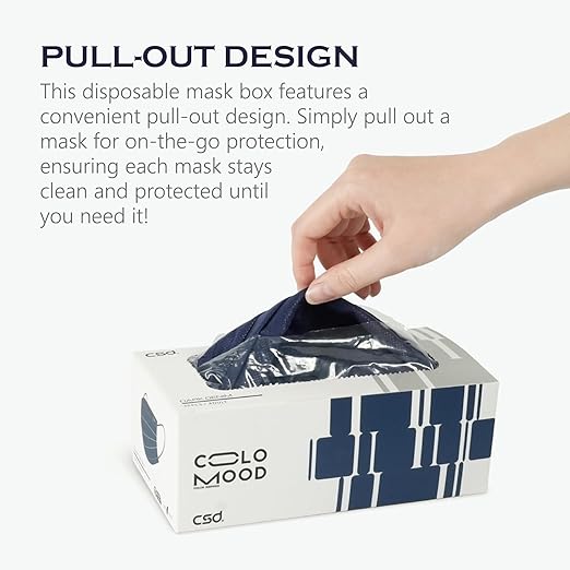 CSD Colo 30 Pcs Navy Blue Disposable Face Masks, 3 Ply Adult Mask with Elastic Ear Loop, Nose Bridge Clip, Breathable Comfortable Mask Great for Indoor, Outdoors Use (Dark Denim)