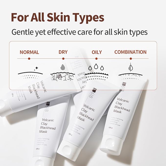 1.618 Volcanic Clay Korean Face Mask Fast-Drying Smooth Mud Mask with Tea Tree Care for Blackheads and Pores Pore Minimizer Skin Care Reducer