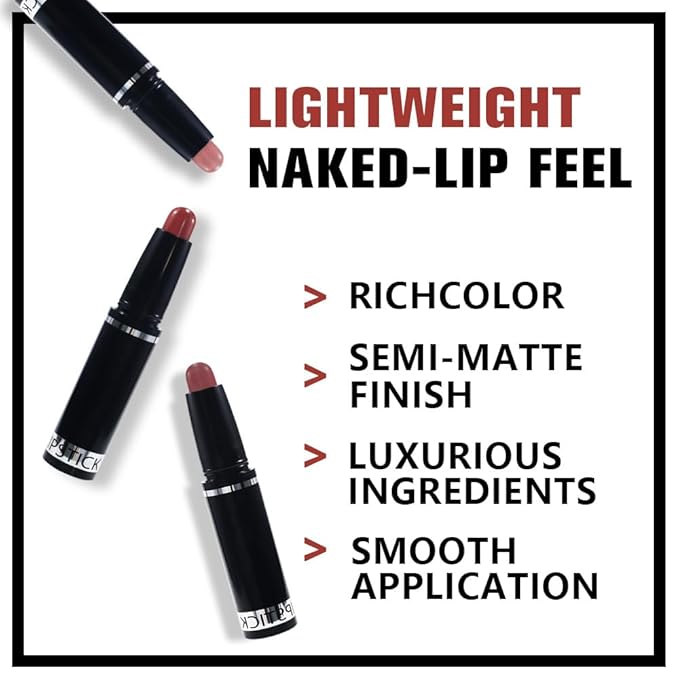 3 Pcs Matte Lipstick Crayon Pencil Set,Pink Red Brown Light to Dark Velvet Lip Stick for Women's 24 Hour Long Lasting Waterproof Lip Liner,labiales mate 24 horas originales