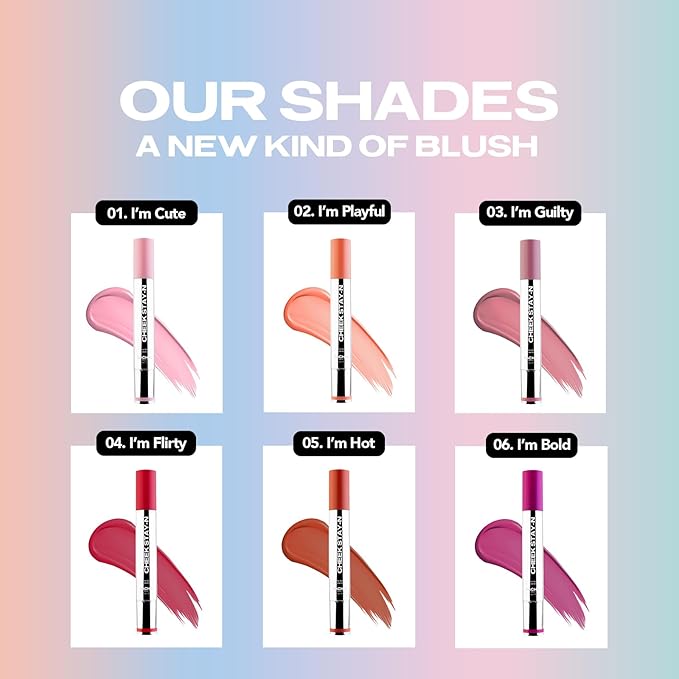 Sacheu Cheek STAY-N Liquid Blush for Cheeks — High Pigment, Buildable, Lightweight Cream Blush Infused With Squalane, for Dewy & Radiant Flushed Cheeks — Long-lasting & Cruelty Free, I'm Guilty