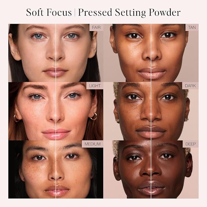 Jouer Soft Focus Hydrate & Setting Powder - Pressed Powder with Matte Finish - Blurring Powder for Fine Lines and Pores - Set Face Makeup Foundation or Concealer - Dark