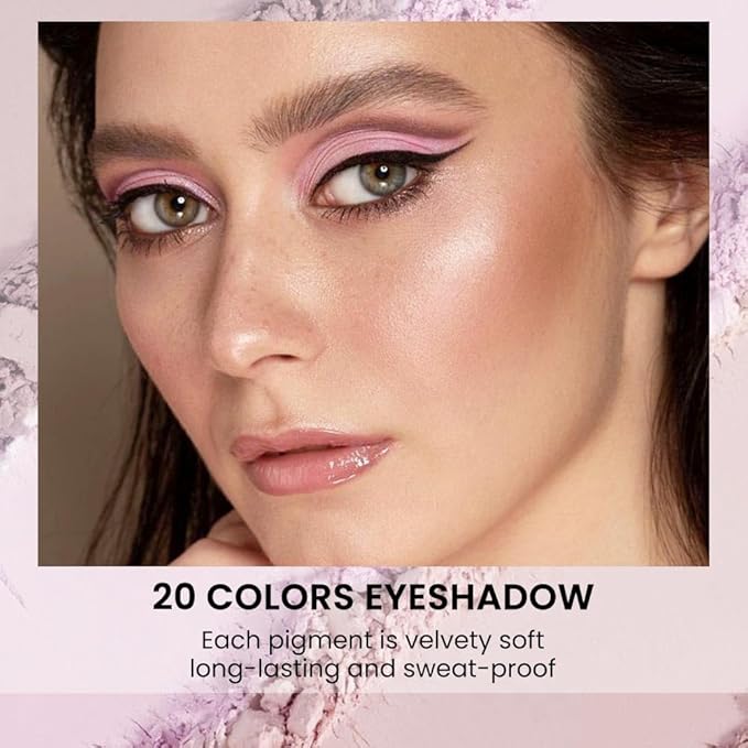 20Colors Nude Light Pink Purple Basics Matte Eyeshadow Palette,Eye Shadow Travel Makeup Palette all in one Long Lasting Waterproof,Great for Travel Gift Kit
