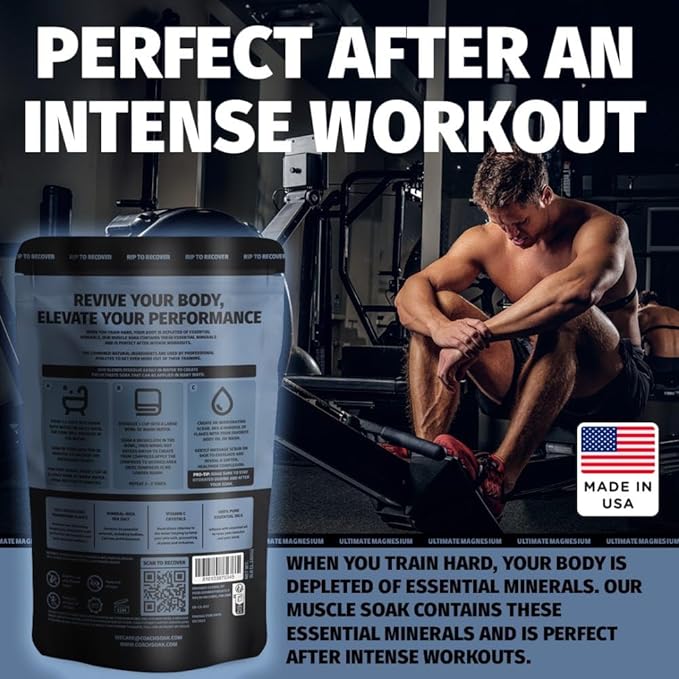 Coach Soak Recovery Bath Soak - Alternative to Epsom Salt Bath Soak - Fast-Absorbing Pure Magnesium Flakes with 21 Minerals, Bath Salts & Essential Oils - 3 lb (1 Pack) - Unscented