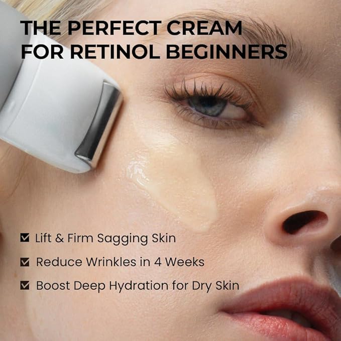 [SKIN&LAB] Retinol Lifting Roller Cream with Massage applicator, Vegan Anti Aging Face and Neck Cream for Reduce Wrinkles and Fine Line, For Face, Neck, Décolleté Wrinkle Care, 1.69 fl. oz.