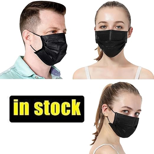 NNPCBT 1000 pcs Black Disposable Masks 3 ply Breathable Face Masks for Adults