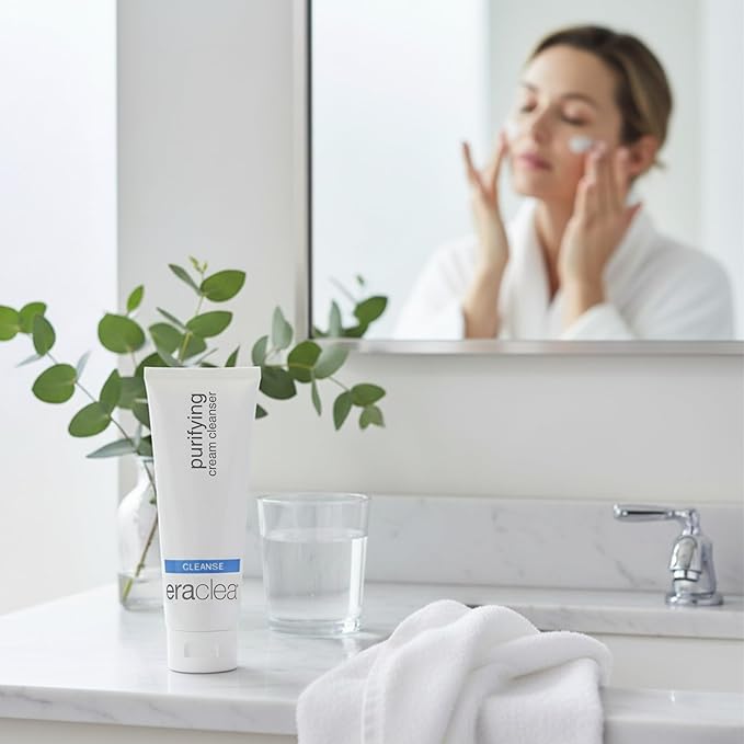 eraclea Purifying Cream Cleanser, Gentle Daily Cleanser with Hyaluronic Acid, Hydrating Face Moisturizer for Dry Skin, Soothing Face Wash Removes Impurities, Oil, and Makeup for Radiant Skin (4 fl oz)