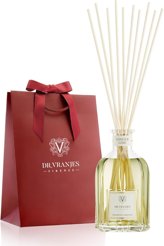 Dr. Vranjes - Ginger Lime 250 ml Reed Diffuser + Elegant Shopping Bag, Bright Fruity & Spicy, Home Fragrance, Made in Italy