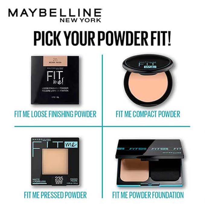 Maybelline Fit Me Matte + Poreless Pressed Face Powder Makeup & Setting Powder, Classic Ivory, 1 Count