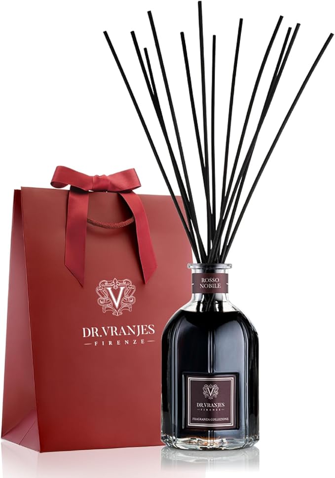 Dr. Vranjes - Rosso Nobile 500 ml Reed Diffuser + Elegant Shopping Bag, Luxury Home Fragrance, Fruity Notes of Red Wine, Orange, and Berries, Relaxing Atmosphere, Made in Italy