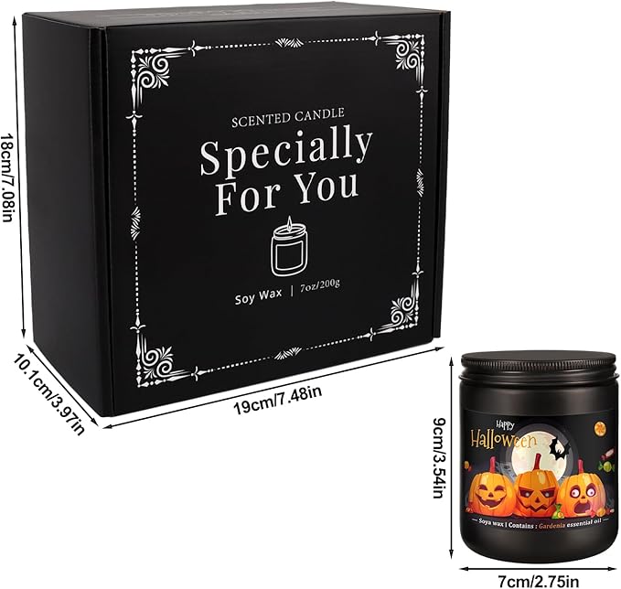 Halloween Scented Candle Set, 4-Pack 7oz Soy Wax Candles with 4 Fragrances, Long-Lasting Burning for Halloween, Christmas, Home Decor, Rituals & Themed Parties.