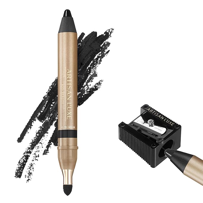 Artisan L'uxe Beauty Velvet Jumbo Eyeliner Pencil Smokey Eyes in 3 Minutes Water Proof, Smudge Proof, Long Lasting Age Defying Essential Oils Midnight (Shade: Black)