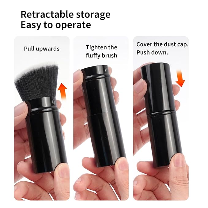 MAANGE 8 Pcs Makeup Brushes with Bag, Double-End Multi-functional Makeup Brushes for Blending Liquid Powder Concealer Cream Blush Buffe, Black