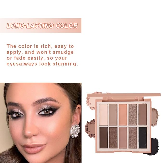 Neutral Nude Eye Shadow Palette,Matte Brown Bronze Naked Cream Eyeshadow Palette,Make Up Pallets for Women Natural Eyeshadows for Eyes Long Lasting Naturing-Looking