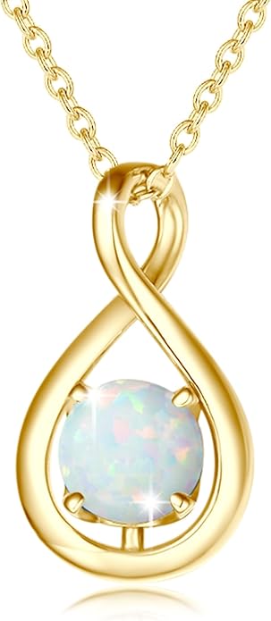 FANCIME Birthstone Necklaces for Women Fine Jewelry Sterling Silver Dainty Infinity Pendant Anniversary Birthday Christmas Gifts for Her Wife Mom Lady Daughter, Chain 16"+2" Extend