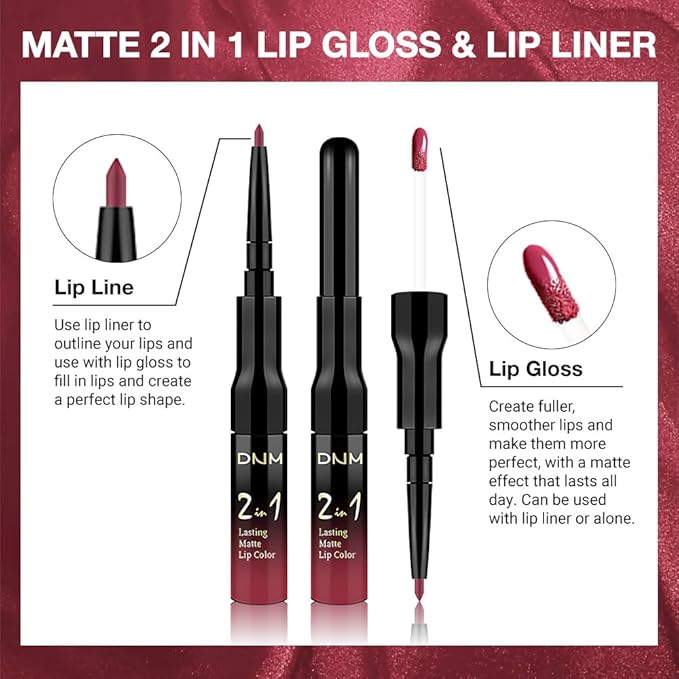 evpct 1Pcs Deep Cranberry Red Matte Lip Liner and Liquid Lipstick Stain Makeup Set for Women, Red Long Lasting Smudge Proof Lipstick labiales matte mate larga duracion listip 24 hours originales, 39#