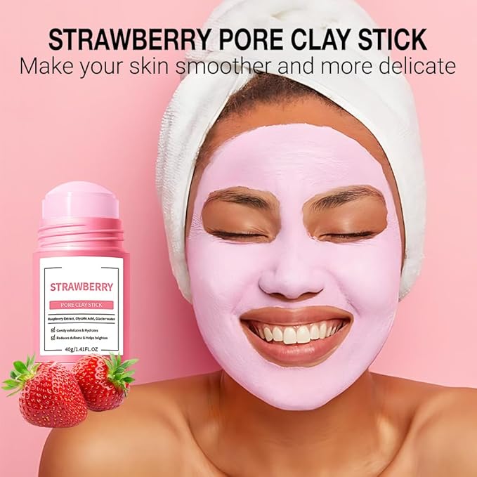2Pcs Clay Mask For Face, Blackhead Remover For Face, Deep Pore Cleansing, Moisturizing, Skincare Facial Mask for Refining Pores and Controlling Oil (A04#2Pcs Strawberry+Blueberry)