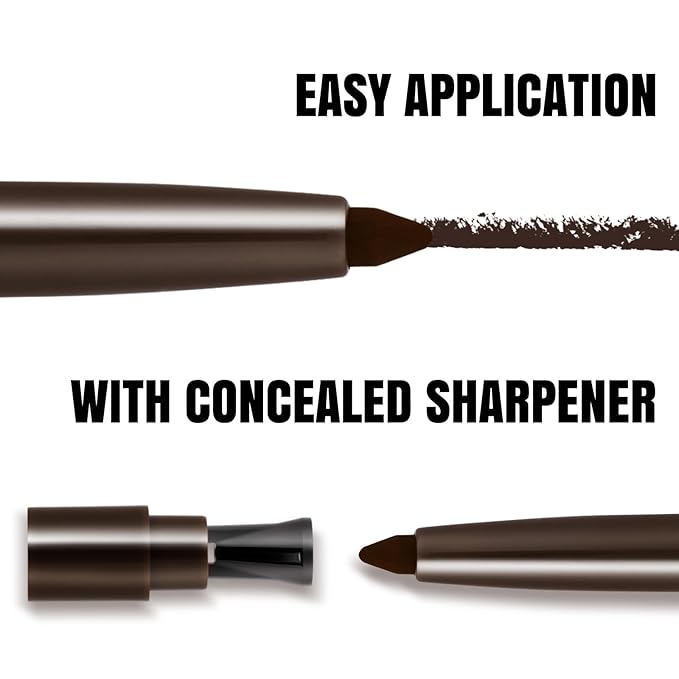 Sharpenable Gel Eyeliner Pencil, Multi-Use Longwear Eyeliner Pencil, Ultra-Smooth Tip Eye Makeup with Up to 24HR Wear, Waterproof & Smudge-Proof - Dark brown