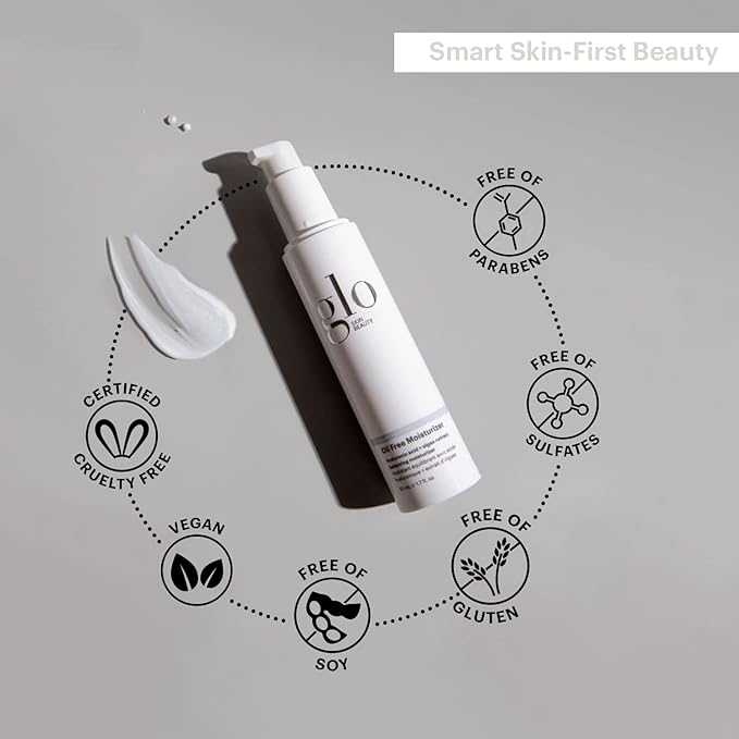 Glo Skin Beauty Oil Free Moisturizer - Lightweight Moisturizing Face Cream Powered by Hyaluronic Acid & Algae Extract for a Balanced, Conditioned & Clear Complexion