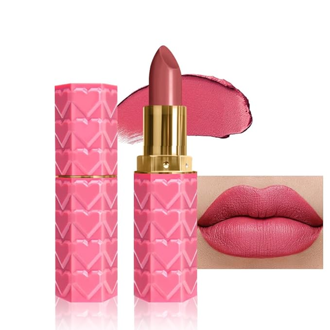 evpct 1Pcs Sweet Pink Lipstick, Silky Velvet Matte Lipstick Pack Sets for Women, Long Lasting Smudge Proof Lipstick Lip Stain Makeup Kit matte lipstick 24 hours original P02