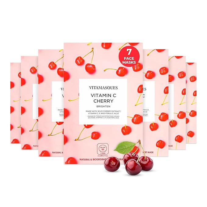 Vitamasques Korean Collagen Face Mask - Hydrating & Moisturizing Korean Sheet Mask with Lychee & Hyaluronic Acid – Vegan Facial Skincare for Firming, Plumping & Skin Care - 7 Pack