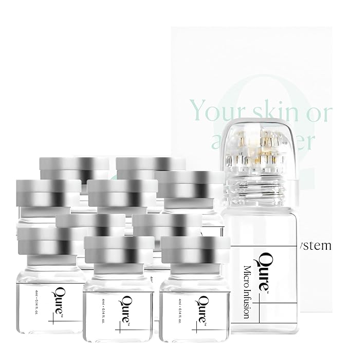 Qure Micro Infusion System for Face & Neck - Facial Moisturizing Essence, Even-looking tone, Serum for All Skin Types, Refreshed and Luminous Skin - 5-Month Supply