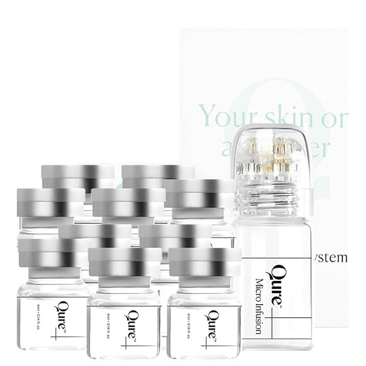 Qure Micro Infusion System for Face & Neck - Facial Moisturizing Essence, Even-looking tone, Serum for All Skin Types, Refreshed and Luminous Skin - 5-Month Supply