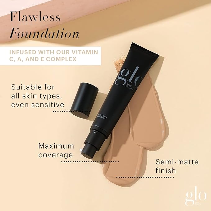 Glo Skin Beauty Satin Cream Foundation Makeup for Face, Honey - Full Coverage, Semi Matte Finish, Conceal Blemishes & Even Skin Tone
