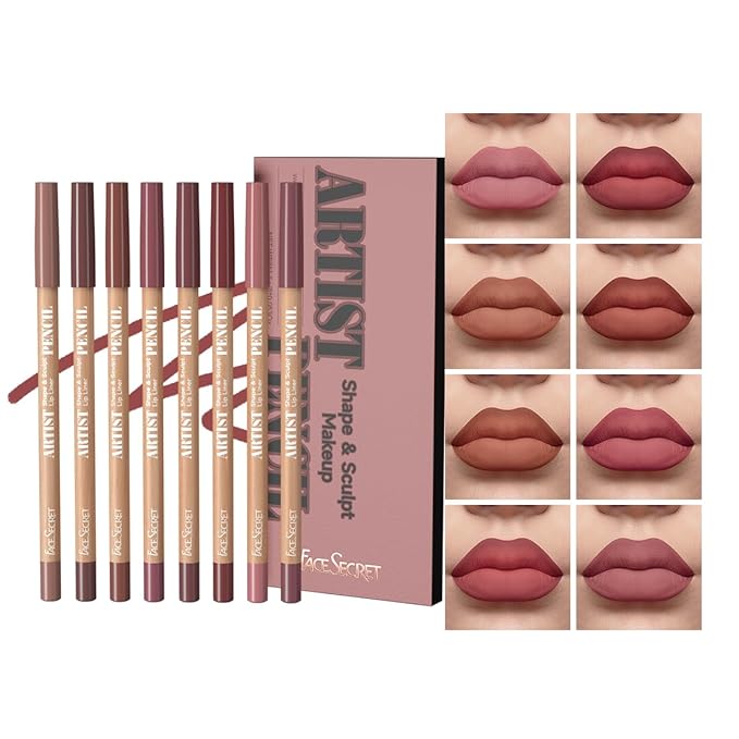 8pcs Nude Lip Liner Makeup Set - Waterproof & Smudge-Proof Matte Pencil, Long-Lasting & Durable, Smooth & Easy Glide, Non-Smudge, Contouring, Filling & Layering (Set 2, 8 Count (Pack of 1))