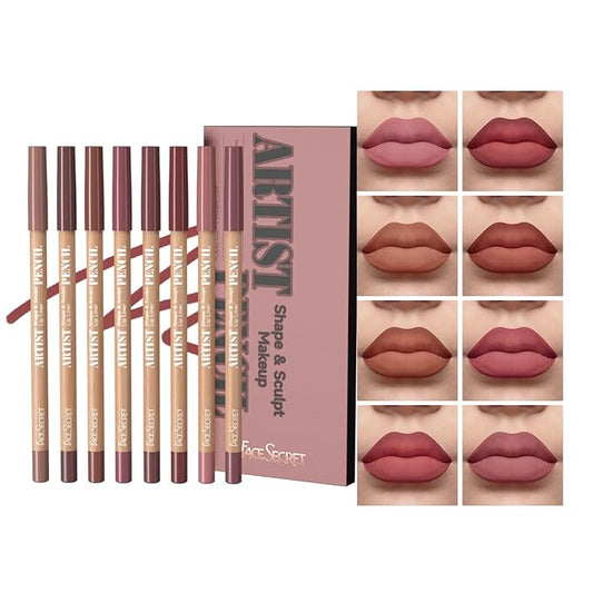 8pcs Nude Lip Liner Makeup Set - Waterproof & Smudge-Proof Matte Pencil, Long-Lasting & Durable, Smooth & Easy Glide, Non-Smudge, Contouring, Filling & Layering (Set 2, 8 Count (Pack of 1))