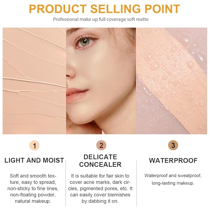 Kaely Pot Concealer Full Coverage Set, Under Eye Brightener Color Correcting Concealer for Dark Circles, Waterproof Foundation Face Makeup Brush Kit, Eye Ring Corrector de ojeras, 02 LIGHT CREAM