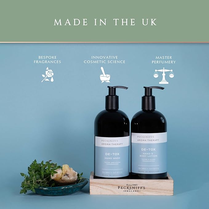Pecksniff's Aroma:Therapy De-Tox Duo Caddy, 500 ml/16.9 fl oz Hand Wash and 500 ml/16.9 fl oz Hand & Body Lotion