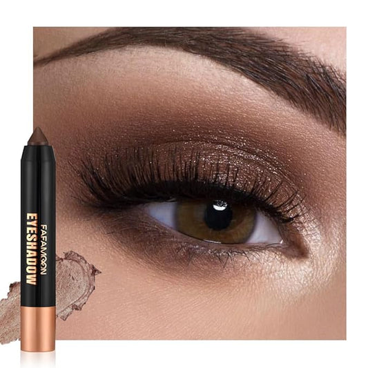 Monochrome Cream Glitter-Shimmer Eye Shadow Stick Palette makeup | 2-in-1 Eyeshadow & Eyeliner Pencil For Mature Women | Waterproof, Vegan & Cruelty-Free | Sombras Para Ojos | 06 Shimmer Dark Brown